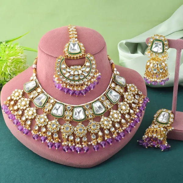 Royal_Purple_Kundan_Bridal_Necklace_Set_with_Maang_Tikka_&_Jhumka_Earrings_|_Gold_Plated_Traditional_Wedding_Jewellery