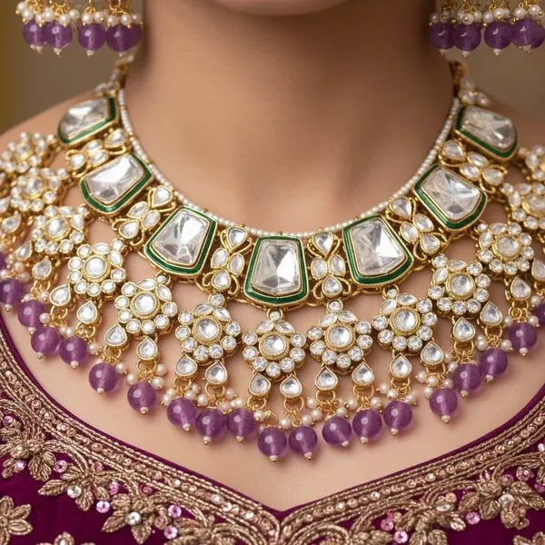 Royal_Purple_Kundan_Bridal_Necklace_Set_with_Maang_Tikka_&_Jhumka_Earrings_|_Gold_Plated_Traditional_Wedding_Jewellery