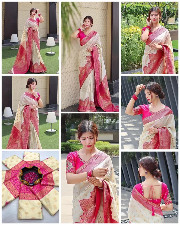Royal_Rani_Pink_&_Off-White_Soft_Lichi_Silk_Saree_with_Designer_Jacquard_Pallu