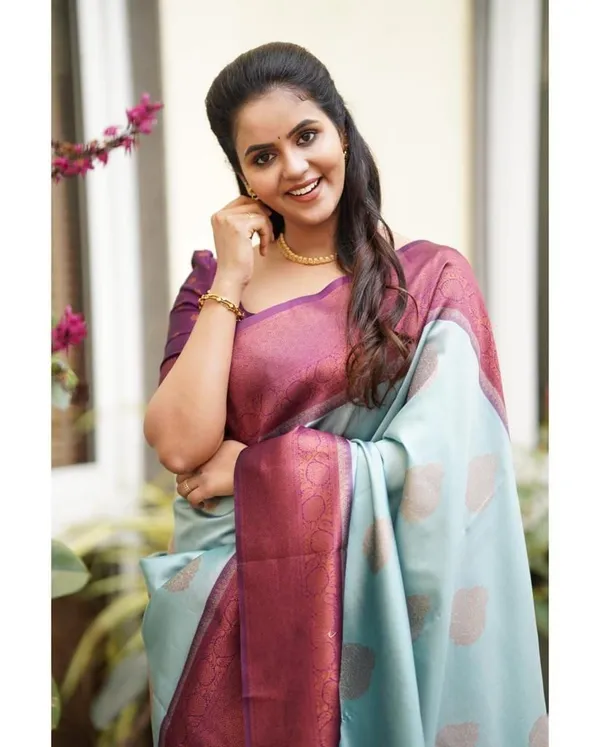 Sky_Blue_Soft_Lichi_Silk_Saree_with_Jacquard_Work_&_Rich_Pallu