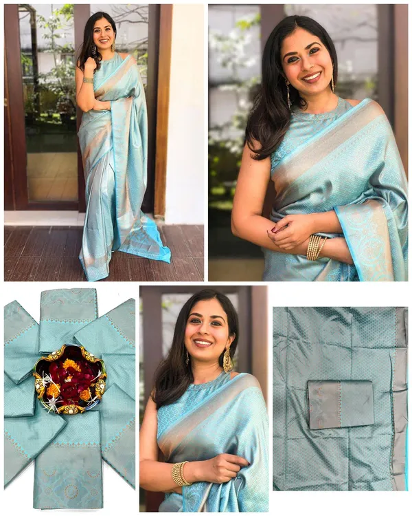Sky_Blue_Soft_Lichi_Silk_Saree_with_Rich_Jacquard_Work
