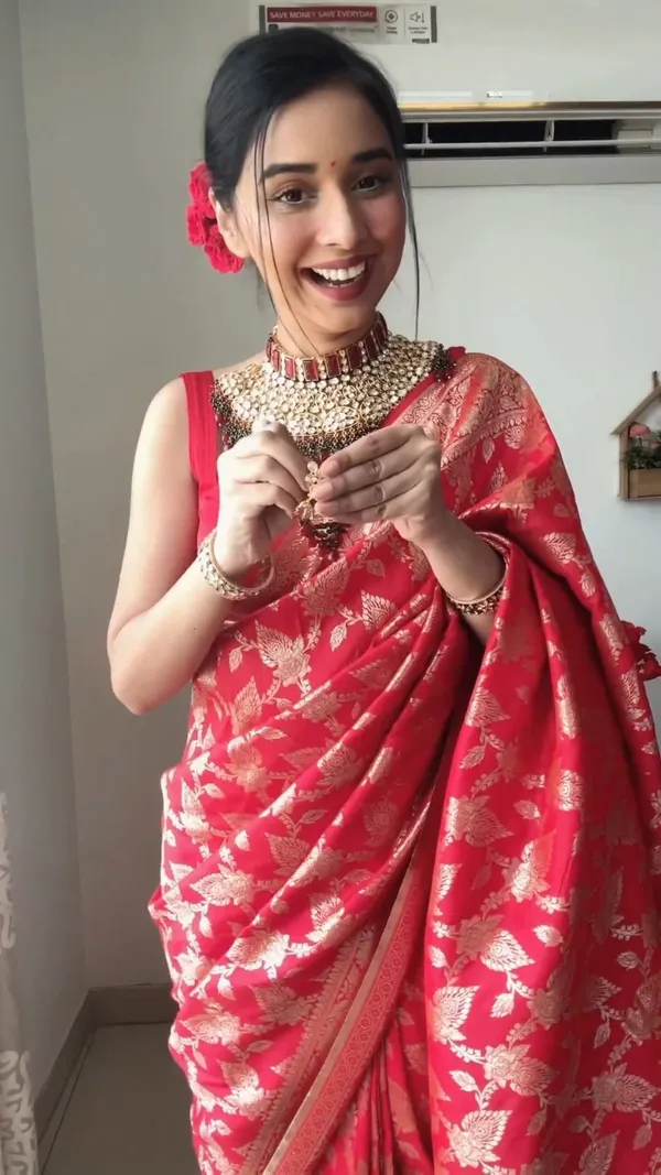 Soft_Lilan_Slab_Saree_with_All-Over_Golden_Weaving_&_Rich_Woven_Blouse_–_Red