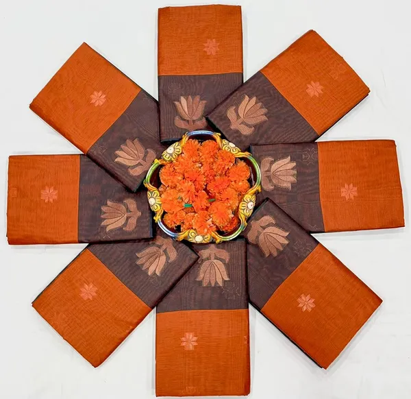 Soft_Lilan_Slab_Saree_with_Rich_Golden_Weaving_&_Designer_Woven_Pallu_–_Rust_Orange_&_Black