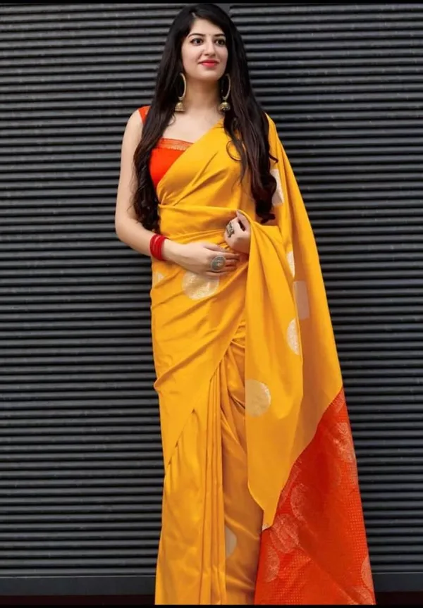 Golden_Yellow_Jacquard_Work_Silk_Saree_with_Contrast_Yellow-Red_Border
