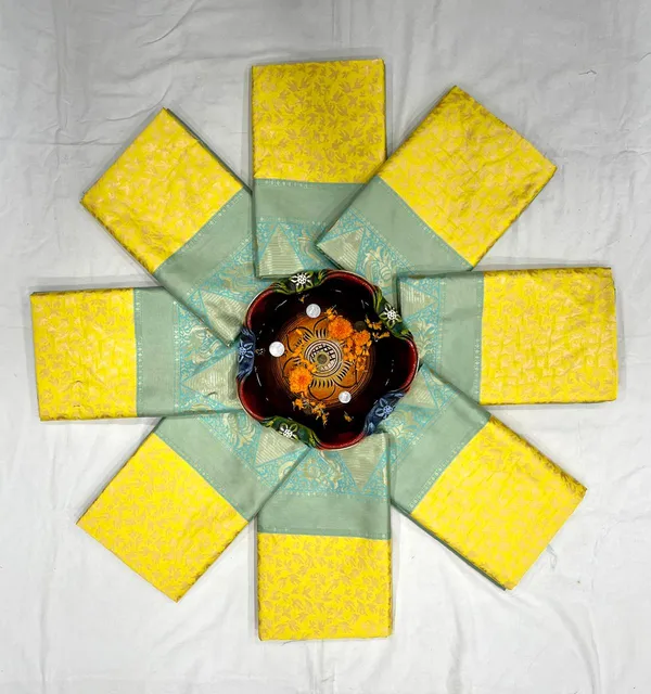 Sunshine_Yellow_&_Aqua_Blue_Lichi_Silk_Jacquard_Saree