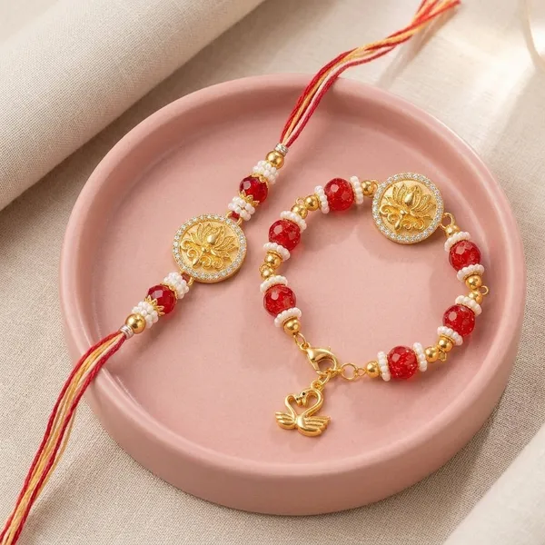Premium_Lotus_Diya_Bhaiya_Bhabhi_Rakhi_Set_with_Red_Crystal_Bracelet_Lumba_|_Designer_Rakhi_for_Brother_&_Bhabhi_|_Raksha_Bandhan_Gift