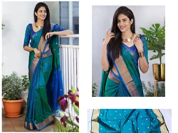 Teal_Blue_&_Royal_Blue_Soft_Lichi_Silk_Saree