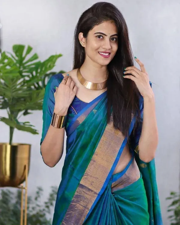 Teal_Blue_&_Royal_Blue_Soft_Lichi_Silk_Saree
