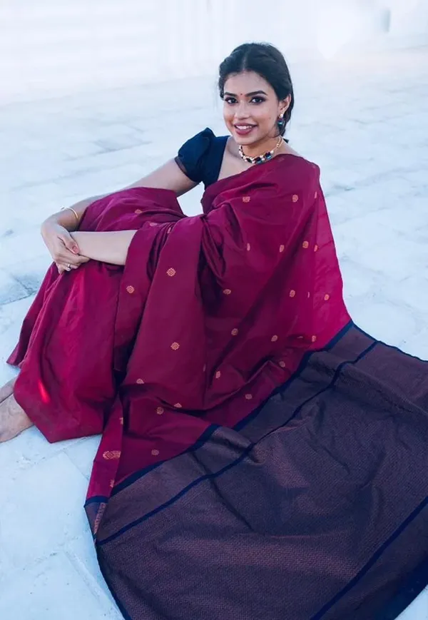 Wine_Maroon_Soft_Lichi_Silk_Saree_with_All-Over_Jacquard_Work_&_Rich_Woven_Pallu