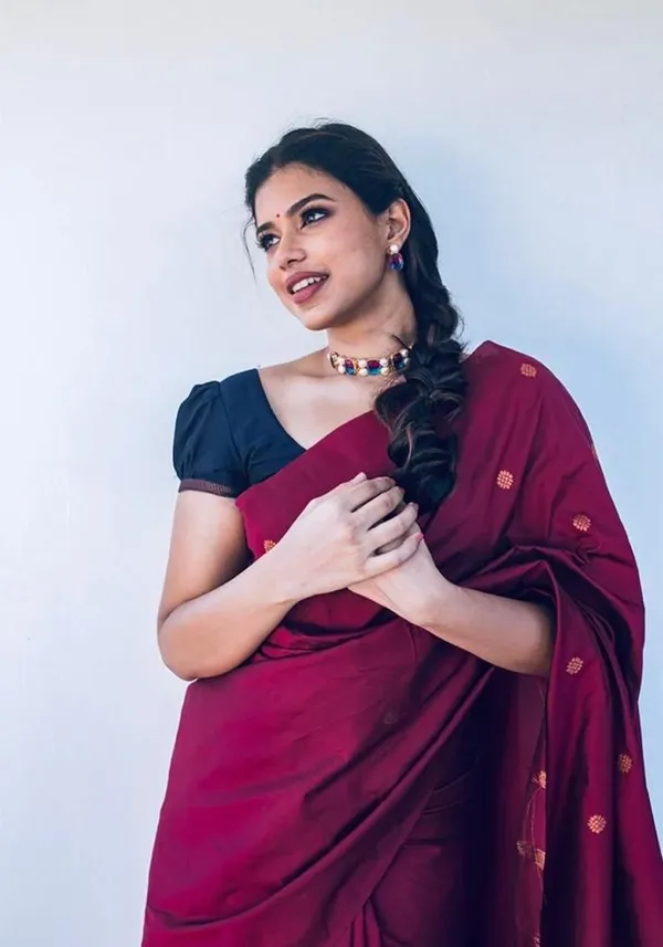 Wine_Maroon_Soft_Lichi_Silk_Saree_with_All-Over_Jacquard_Work_&_Rich_Woven_Pallu