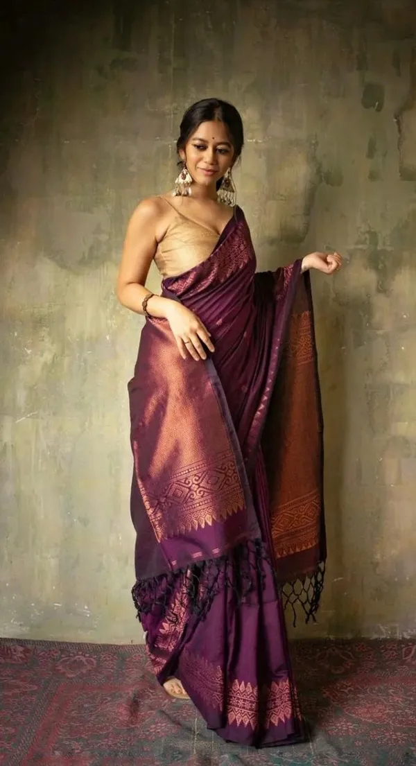 Wine_Soft_Silk_Saree_with_Antique_Gold_Jacquard_Zari_Border_&_Rich_Designer_Pallu