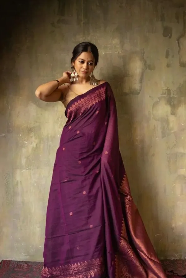 Wine_Soft_Silk_Saree_with_Antique_Gold_Jacquard_Zari_Border_&_Rich_Designer_Pallu