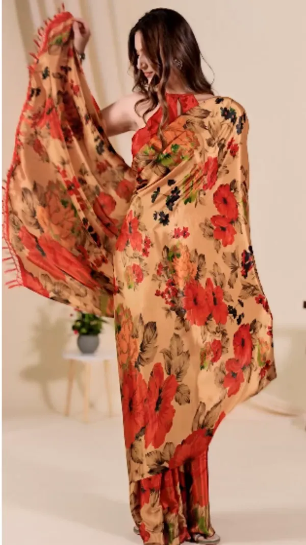 Premium_Beige_Floral_Printed_Ready-to-Wear_Saree_with_Contrast_Red_Blouse
