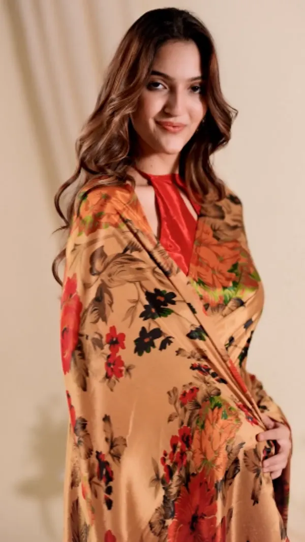 Premium_Beige_Floral_Printed_Ready-to-Wear_Saree_with_Contrast_Red_Blouse