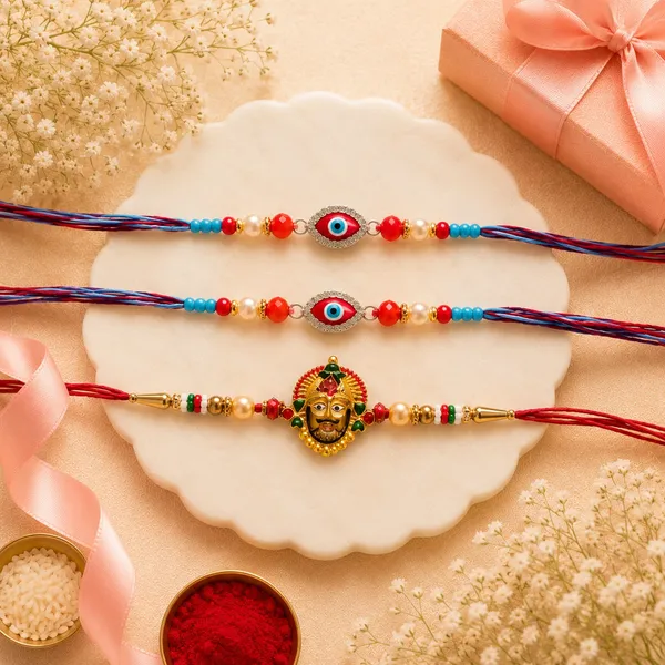Multi_Color_Set_of_3_Thread_Rakhis_Designed_with_Trendy_Traditional_Style_for_Special_Occasions_-_Multi