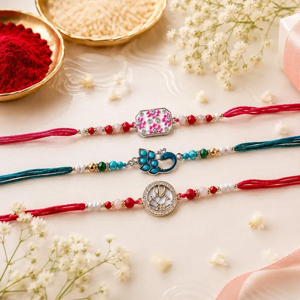 Multi_Color_Set_of_3_Thread_Rakhis_Crafted_with_Attractive_Traditional_Decorative_Finish_-_Multi