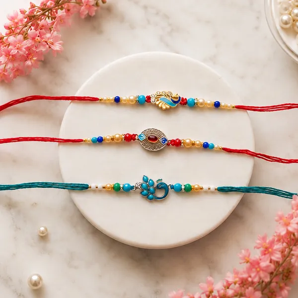 Multi_Color_Set_of_3_Thread_Rakhis_Featuring_Stylish_Ethnic_Pattern_with_Beautiful_Festive_Appeal_-_Multi