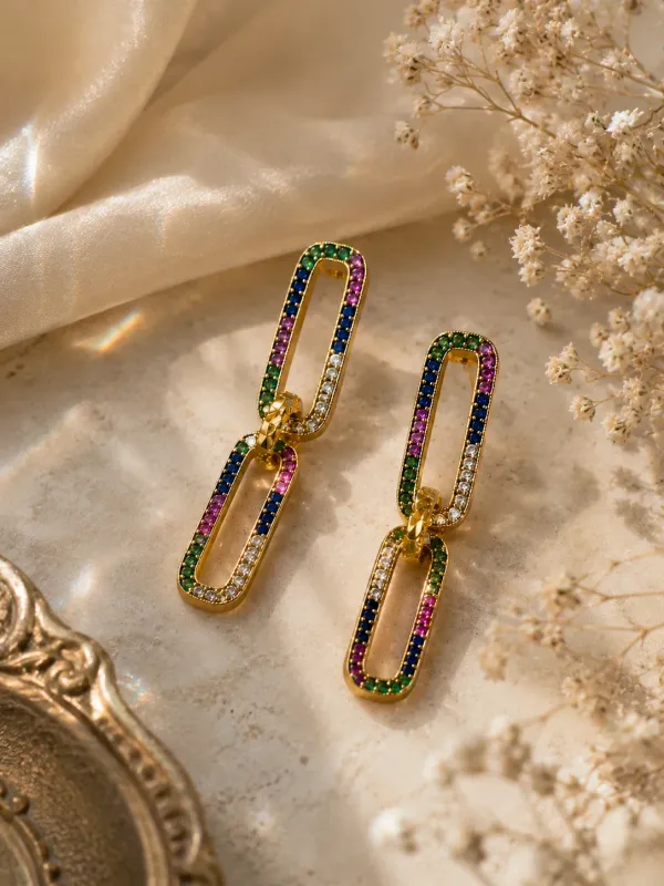 Rangrez_Rainbow_link_18kt_Gold_Plated_Earrings
