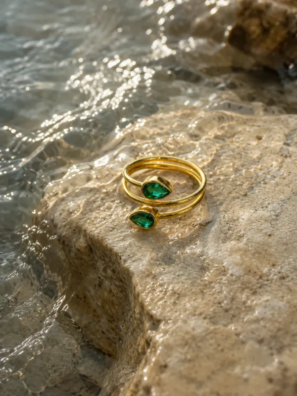 Nazakat_Emerald_Twist_18kt_Gold_Plated_Ring