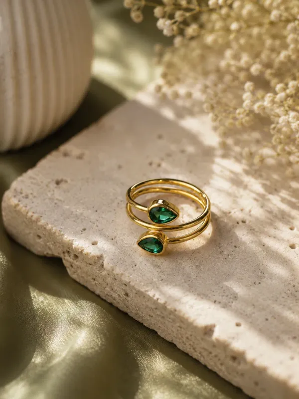 Nazakat_Emerald_Twist_18kt_Gold_Plated_Ring