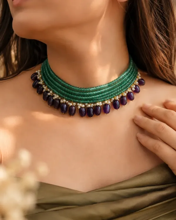 Riwaayat_Green_Gemstone_Necklace_Set