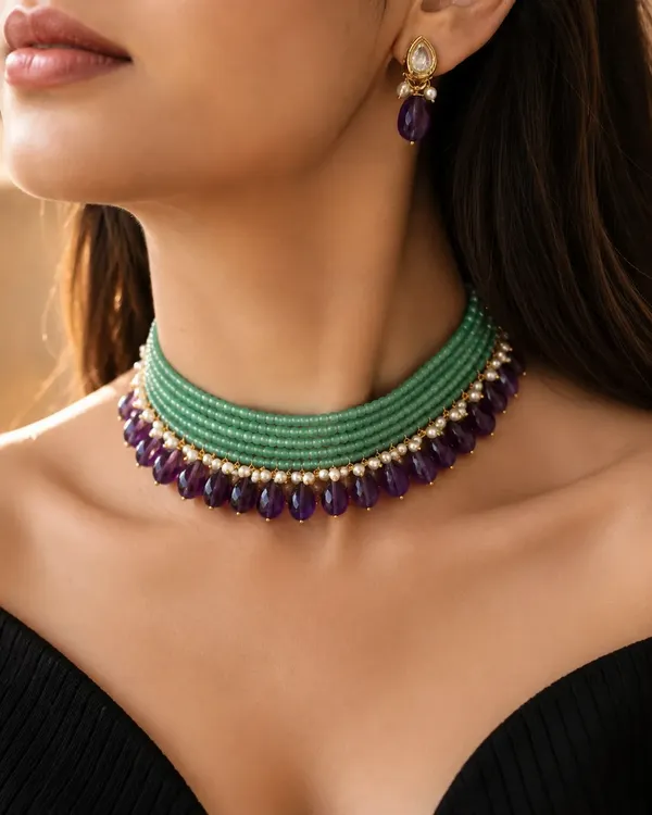 Riwaayat_Green_Gemstone_Necklace_Set