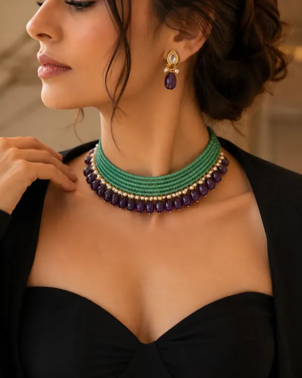 Riwaayat_Green_Gemstone_Necklace_Set