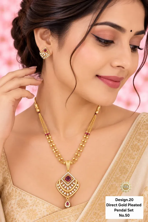 Direct_Gold_Pleated_Pendal_Set_|_Women_