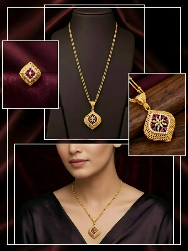 Elegant_White_and_Pink_AD_diamond_Filigree_Gold_plated_Pendant_Set_with_earrings