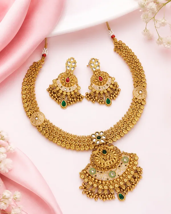 High_Gold_Pleated_Mina_Necklace__|_Premium_Designer_