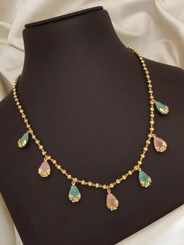 Premium_Quality_Pink_And_Mint_Green_Stone_Necklace