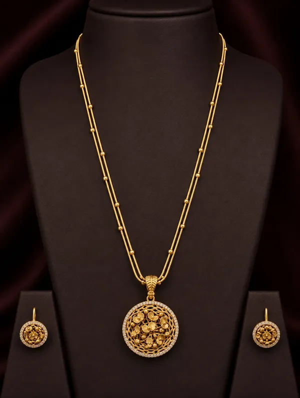 Royal_Floral_Cutwork_Gold-Plated_Pendant_Set_with_earrings