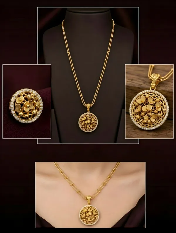 Royal_Floral_Cutwork_Gold-Plated_Pendant_Set_with_earrings
