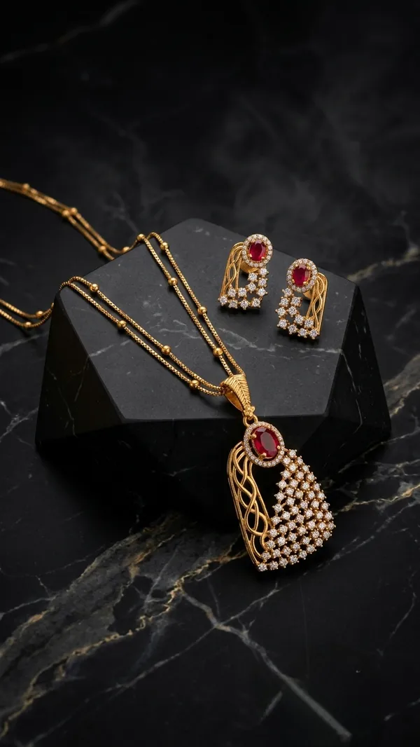 Zarya_Gold_Plated_Chain_Pendant_Set_📐