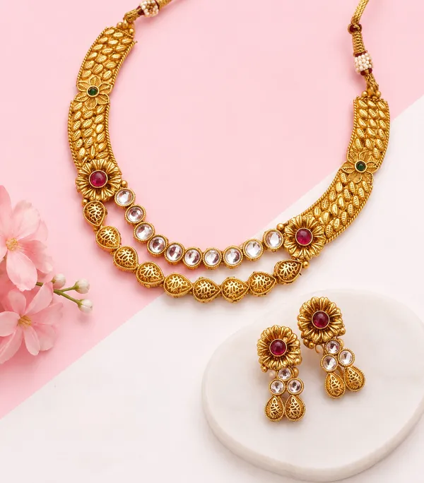 Gold_Plated_Designer_Necklace_With_Earring