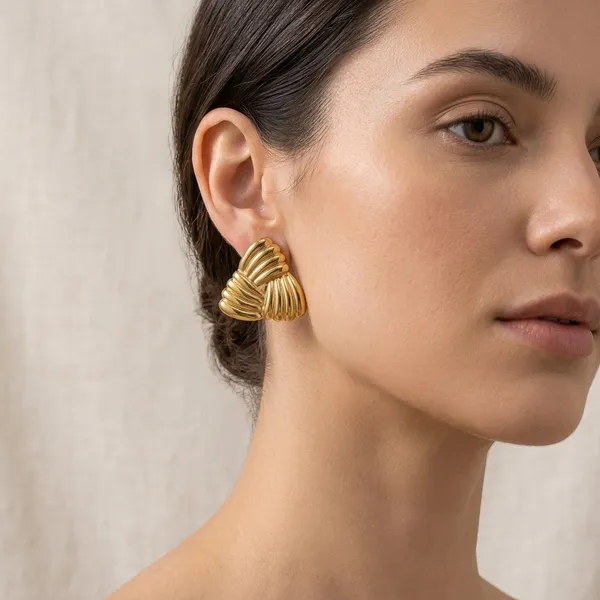 Gold_Plated_And_Steel_Stud_Earrings_For_Women