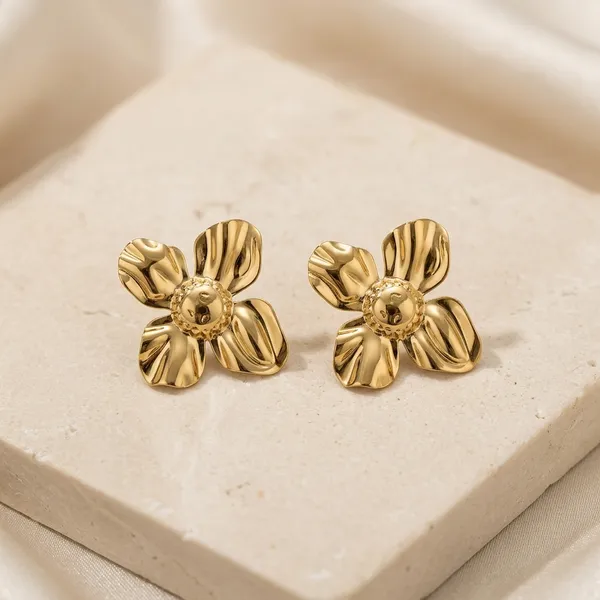 Gold_Plated_And_Steel_Stud_Earrings_For_Women