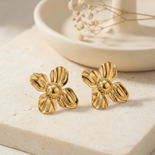 Gold_Plated_And_Steel_Stud_Earrings_For_Women