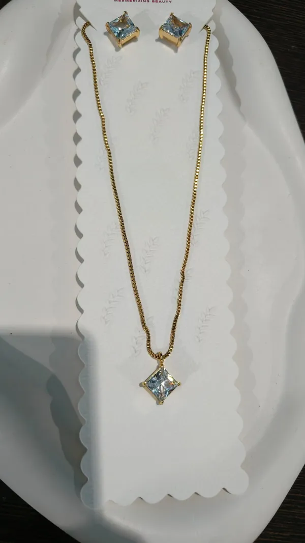 Aakrati_Jewels_Gold-Plated_Princess_Cut_Cubic_Zirconia_Pendant_Necklace_&_Stud_Earrings_Set_for_Women_&_Girls