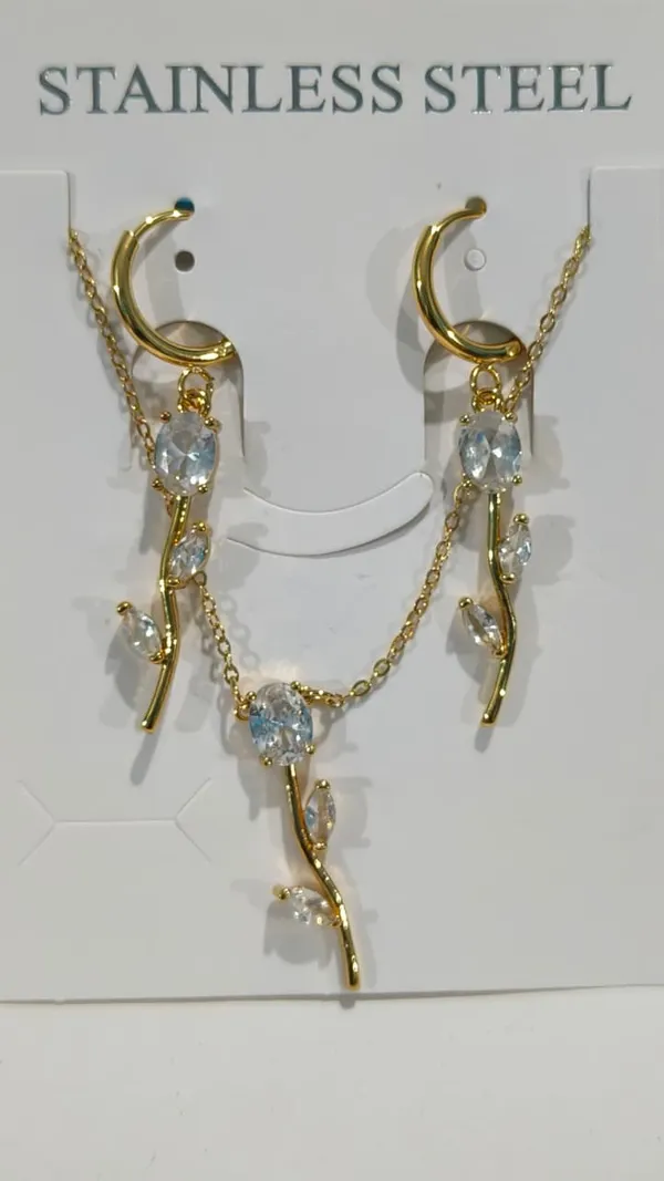 Aakrati_Jewels_Tulip_Stainless_Steel_Gold-Plated_CZ_Pendant_Necklace_&_Hoop_Earrings_Jewelry_Set_for_Women_&_Girls