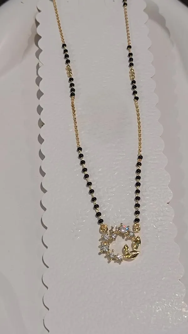 Gold_Finish_CZ_Floral_Wreath_Mangalsutra_Necklace