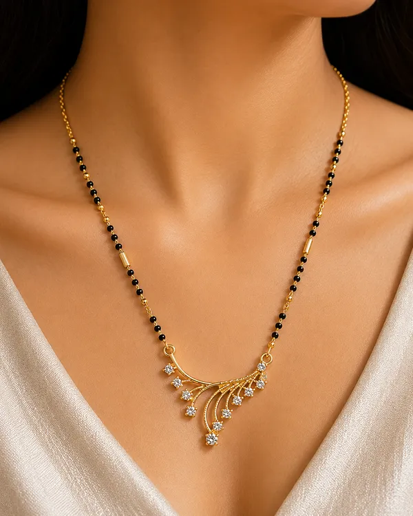 Gold_Finish_CZ_Floral_Mangalsutra_Necklace