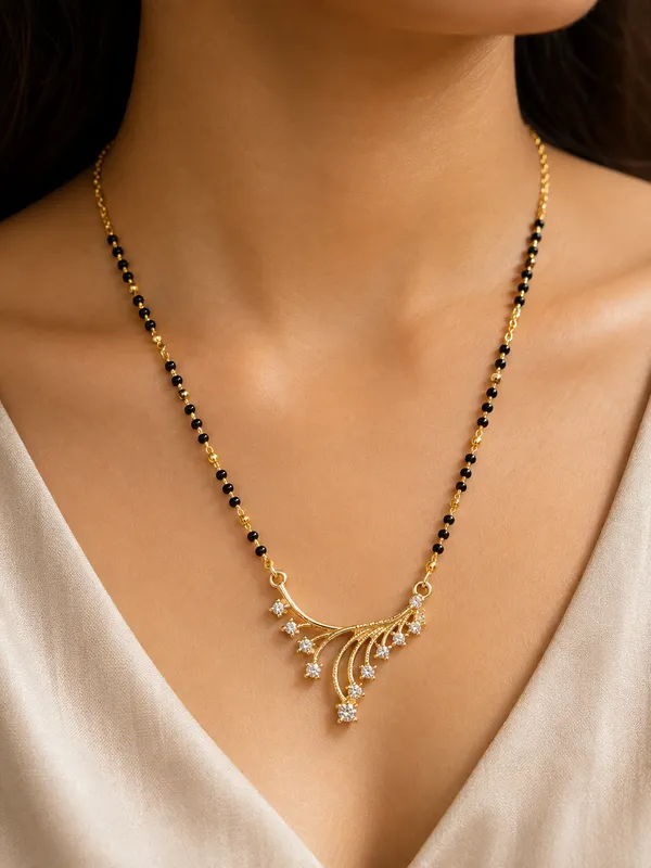 Gold_Finish_CZ_Floral_Mangalsutra_Necklace
