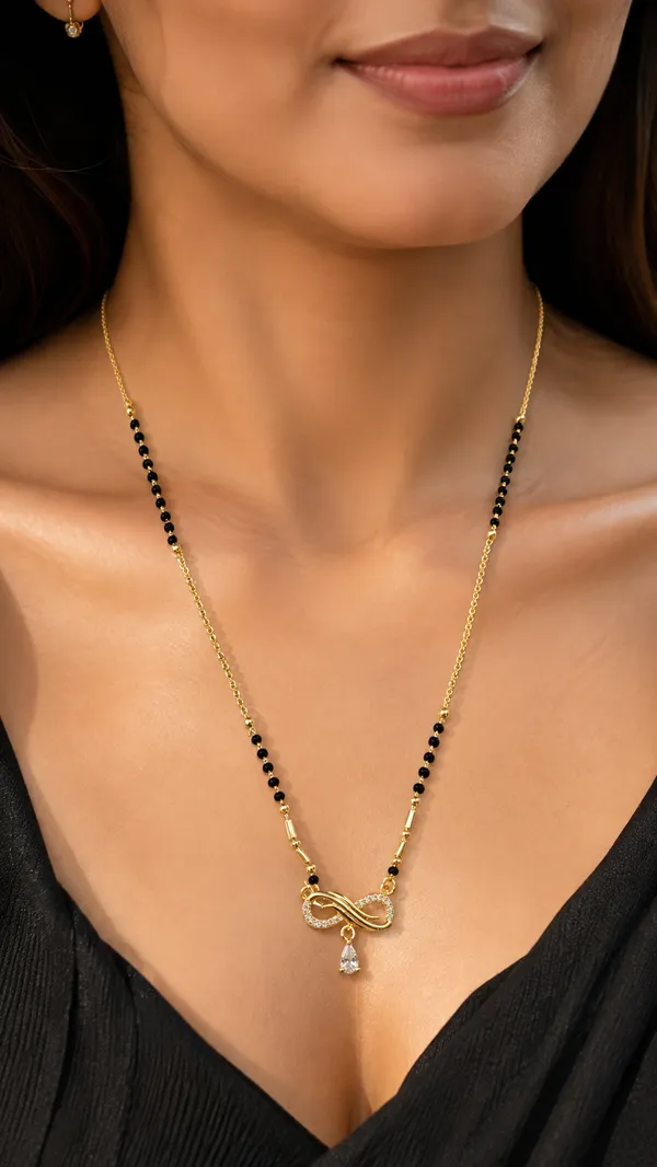 Gold_Finish_CZ_Infinity_Designer_Mangalsutra_Necklace