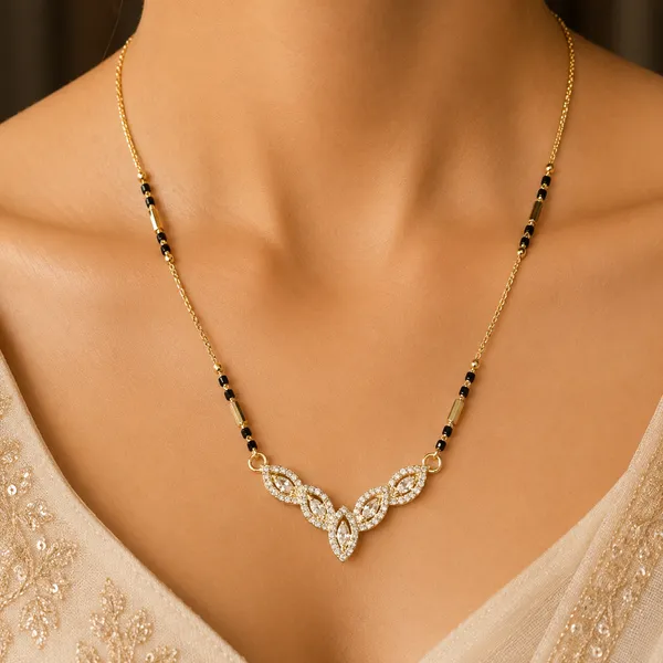 Gold_Finish_CZ_Leaf_Designer_Mangalsutra_Necklace