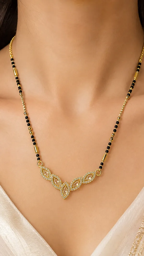 Gold_Finish_CZ_Leaf_Designer_Mangalsutra_Necklace