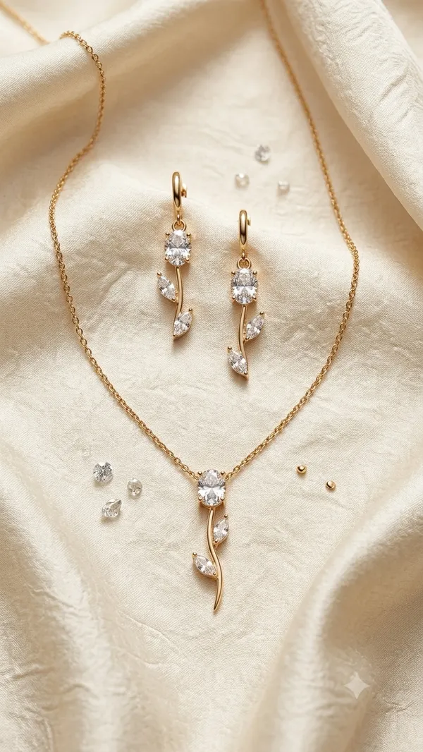 Aakrati_Jewels_Tulip_Stainless_Steel_Gold-Plated_CZ_Pendant_Necklace_&_Hoop_Earrings_Jewelry_Set_for_Women_&_Girls