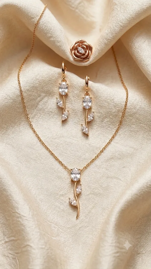Aakrati_Jewels_Tulip_Stainless_Steel_Gold-Plated_CZ_Pendant_Necklace_&_Hoop_Earrings_Jewelry_Set_for_Women_&_Girls