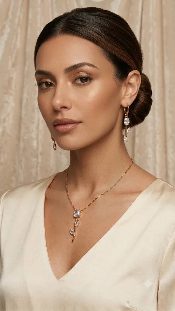 Aakrati_Jewels_Tulip_Stainless_Steel_Gold-Plated_CZ_Pendant_Necklace_&_Hoop_Earrings_Jewelry_Set_for_Women_&_Girls
