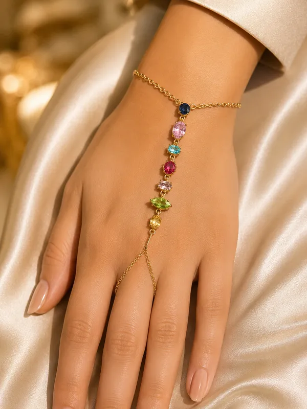 Rainbow_Crystal_Drop_Hand_Harness_Bracelet_(Gold_Finish)